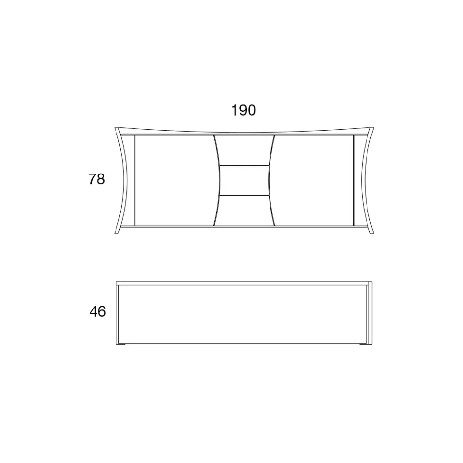 Tabela në dru të lakuar me 2 dyer 3 sirtarë Dizajn italian lakor - Celio Viadurini