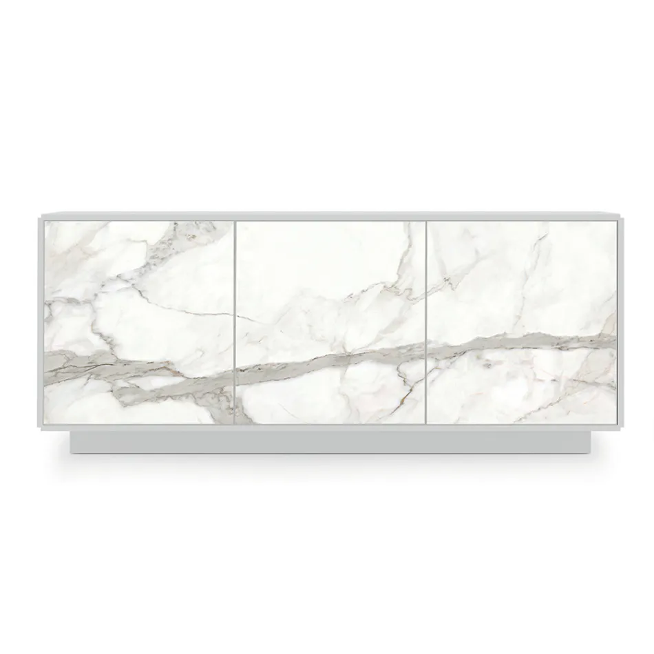 Tabela në dru të lakuar me 2 ose 3 dyer qeramike Prodhuar në Itali - Fiorenza Viadurini