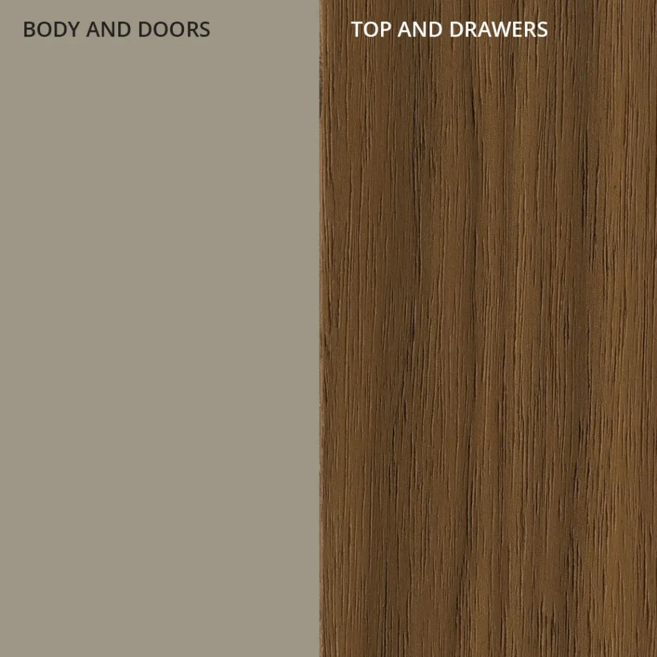 Tabela në mdf me 2 dyer dhe 2 sirtarë të dalë në faqe të pjerrëta - Caspiter Viadurini