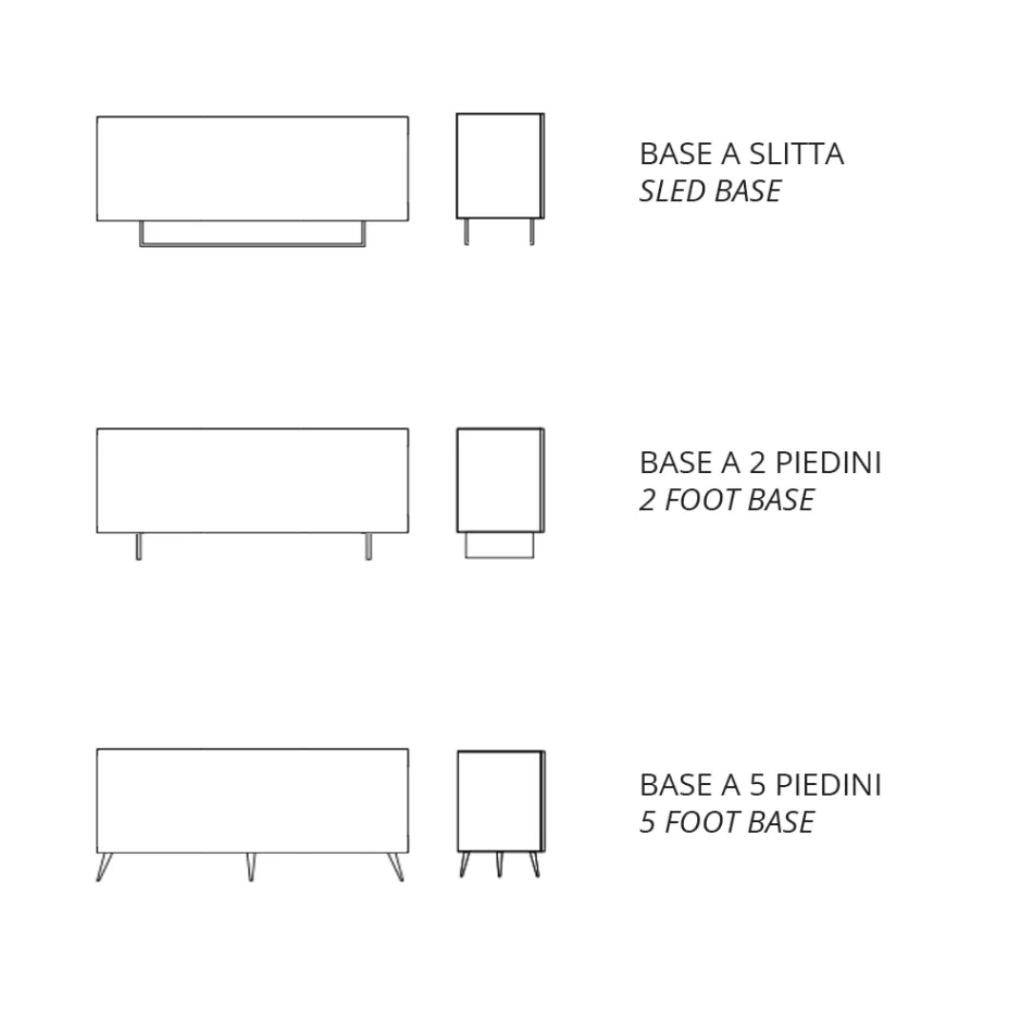Madia në Melaminë dhe Mdf me Inserte Laminate Prodhuar në Itali - Gordita Viadurini
