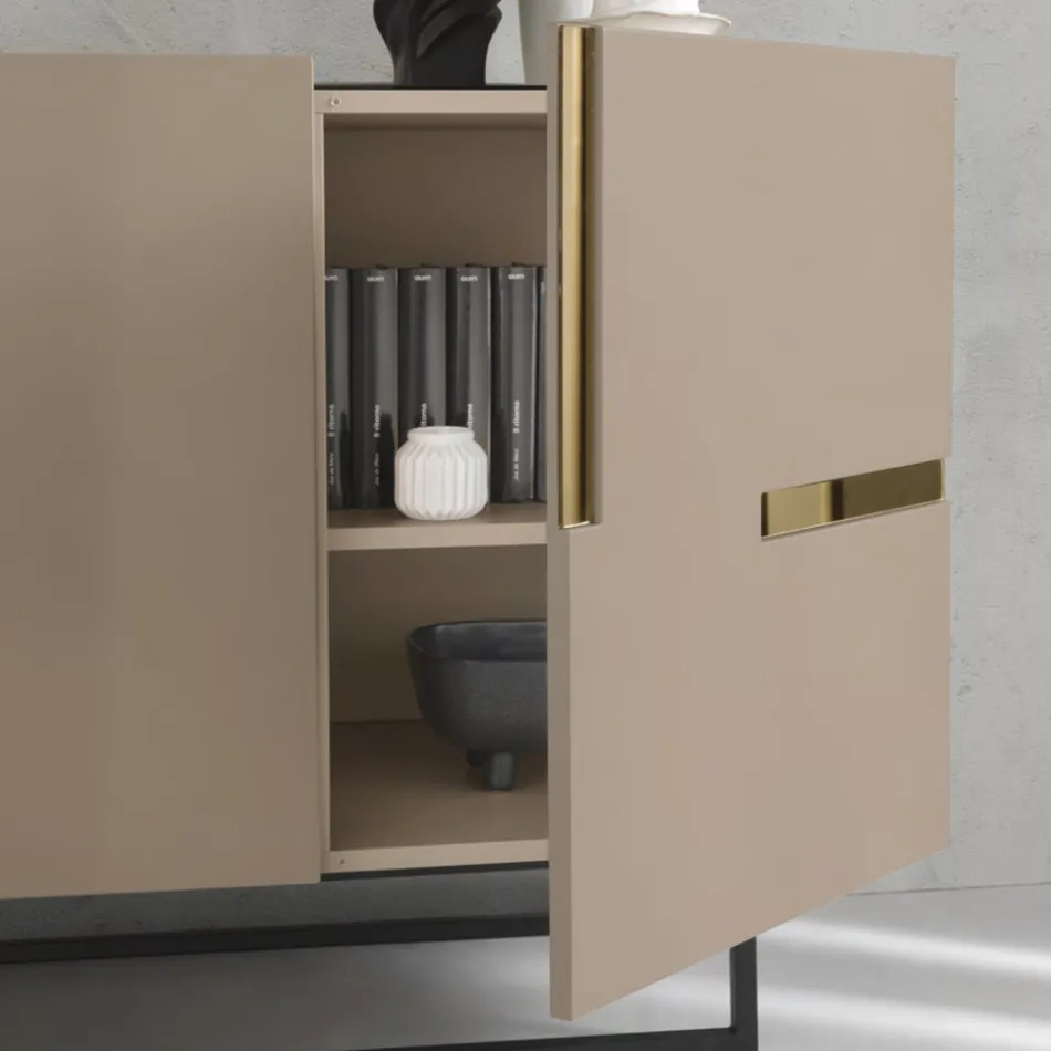 Madia në Melaminë dhe Mdf me Inserte Laminate Prodhuar në Itali - Gordita Viadurini