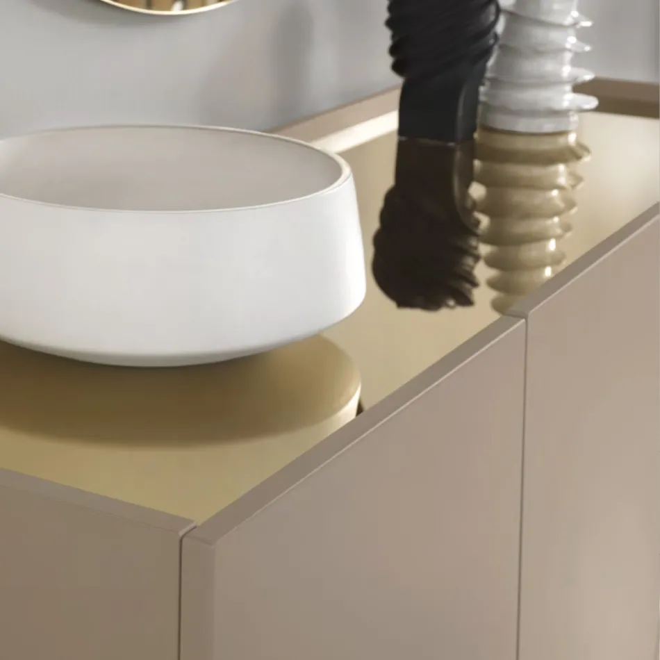 Madia në Melaminë dhe Mdf me Inserte Laminate Prodhuar në Itali - Gordita Viadurini