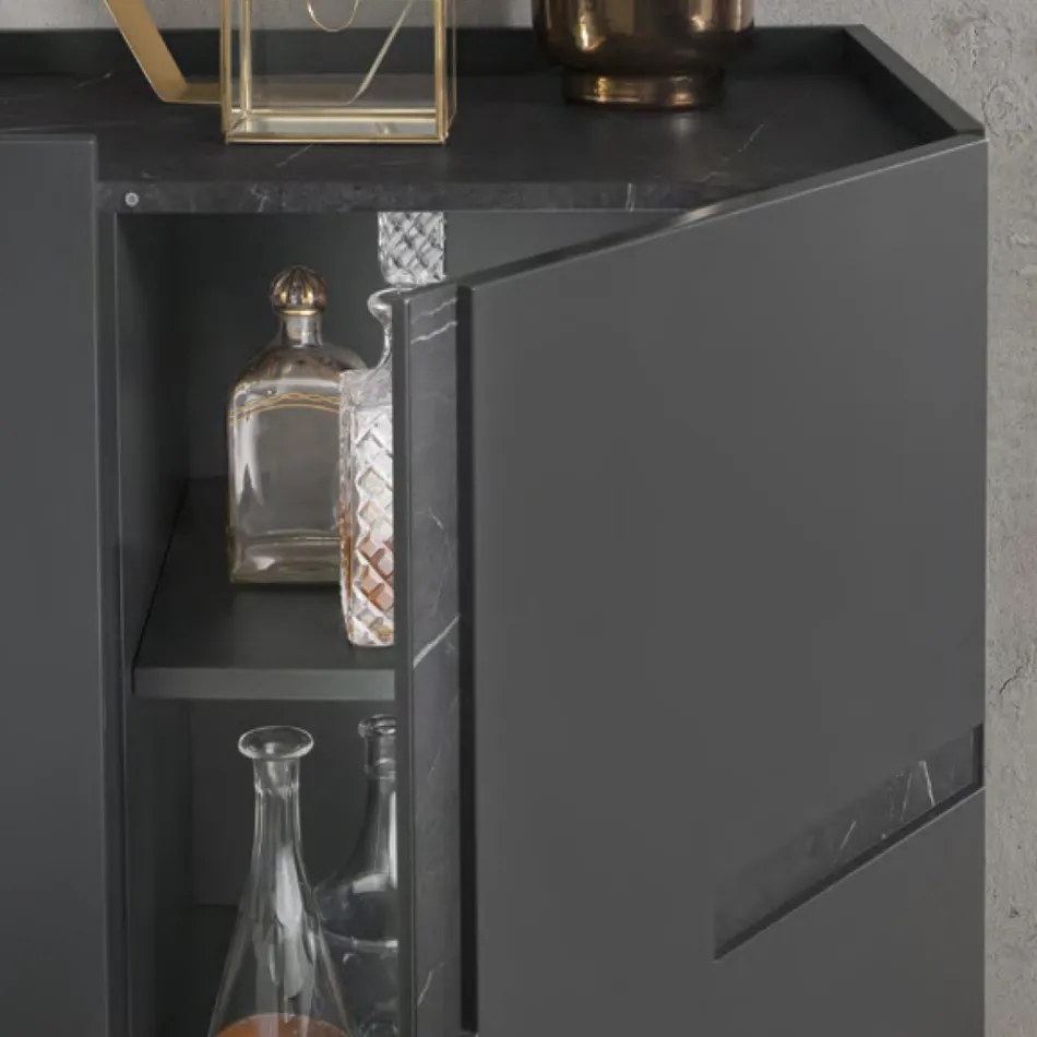 Madia në Melamine dhe Mdf me Inserte Laminate Prodhuar në Itali - Gordita Viadurini