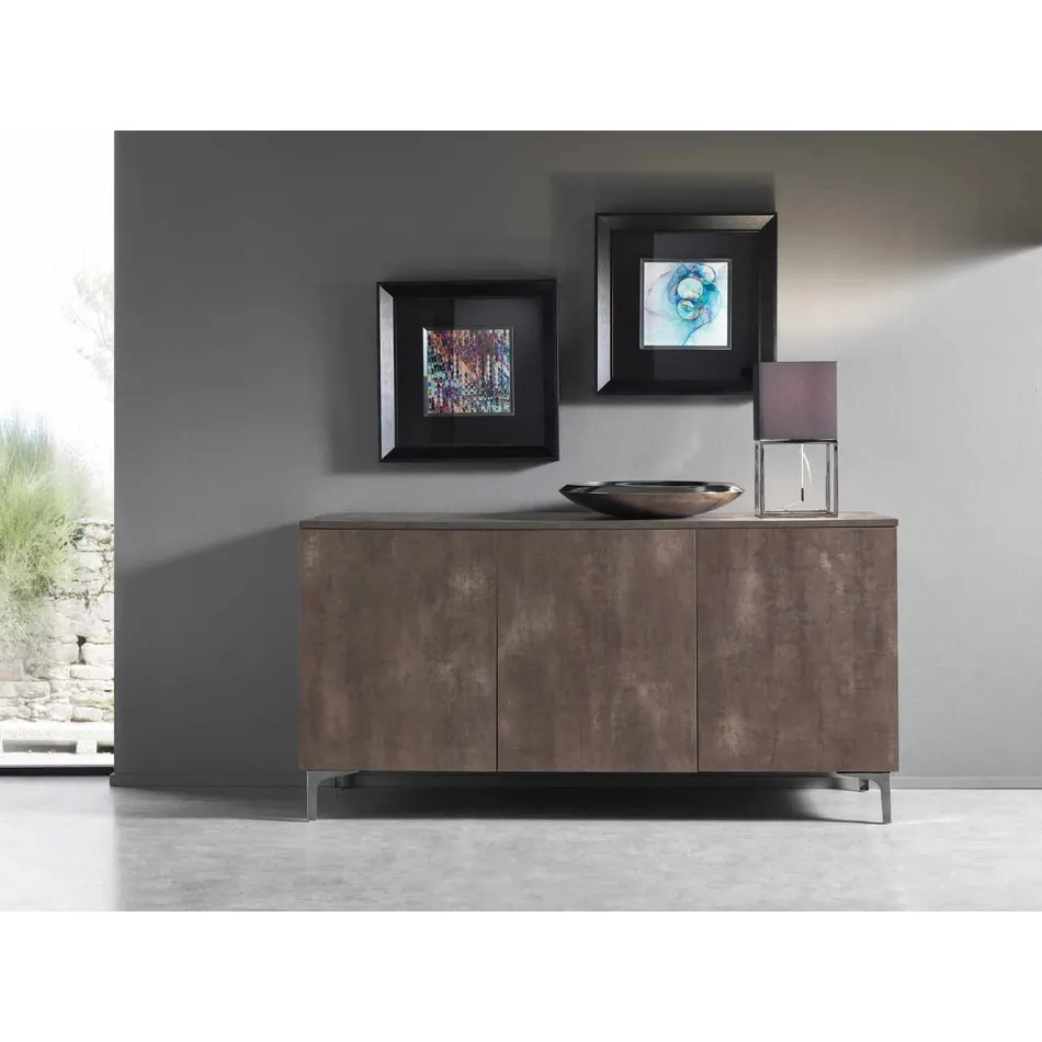 Sideboard moderne me tre dyer në bronz ose melamine gri të bëra në Itali - Clemente Viadurini