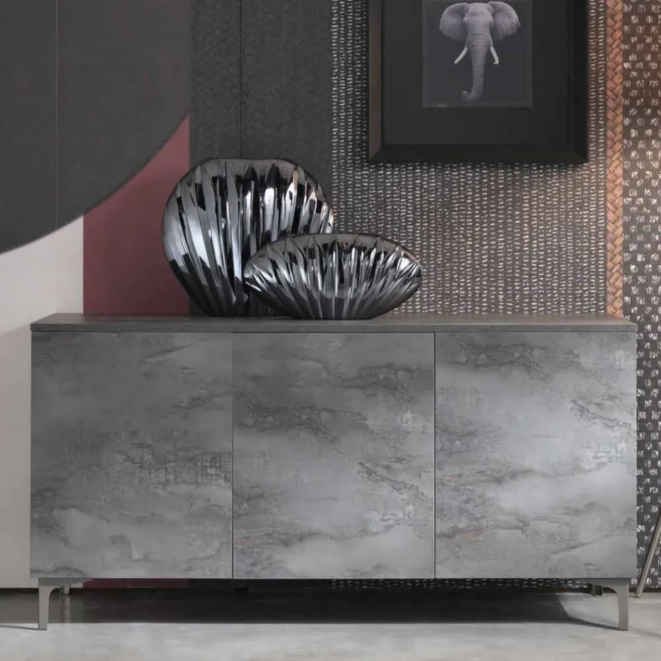 Sideboard moderne me tre dyer në bronz ose melamine gri të bëra në Itali - Clemente Viadurini