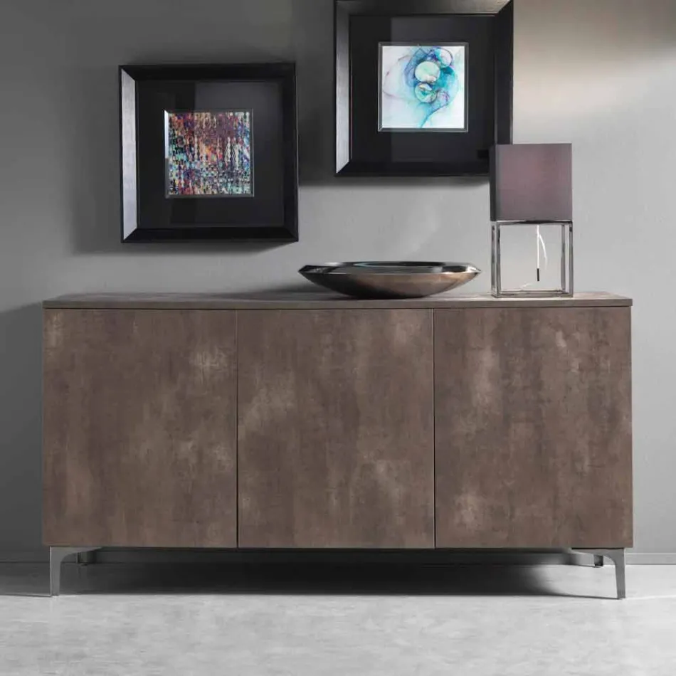 Sideboard moderne me tre dyer në bronz ose melamine gri të bëra në Itali - Clemente Viadurini