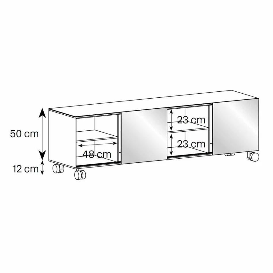 Tabela anësore moderne në rrotat e qelqit të tymosur dhe top qeramike e prodhuar në Itali - Sciocca Viadurini