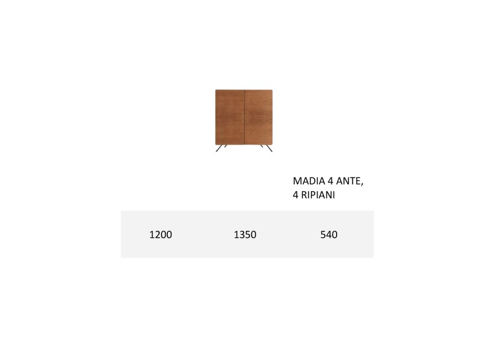 Bufe dhome ndenje Struktura mdf dhe druri solid 4 dyer Prodhuar ne Itali - Rosalba Viadurini