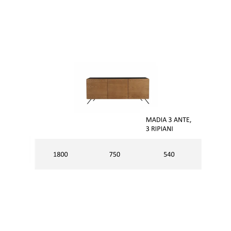 Bordi i dhomës së ndenjes nga Mdf dhe Dru i Ngurtë me 2 ose 3 Dyer Prodhuar në Itali - Dhoma Viadurini