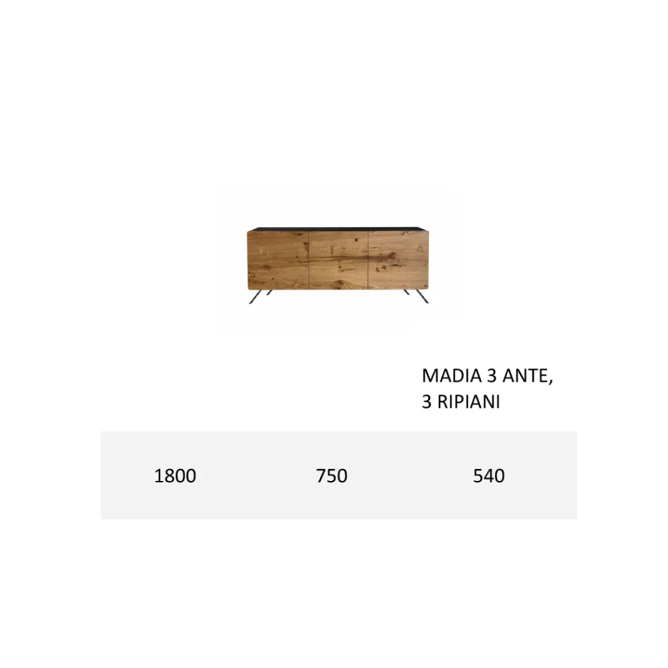 Bordi i dhomës së ndenjes nga Mdf dhe Dru i Ngurtë me 2 ose 3 Dyer Prodhuar në Itali - Dhoma Viadurini