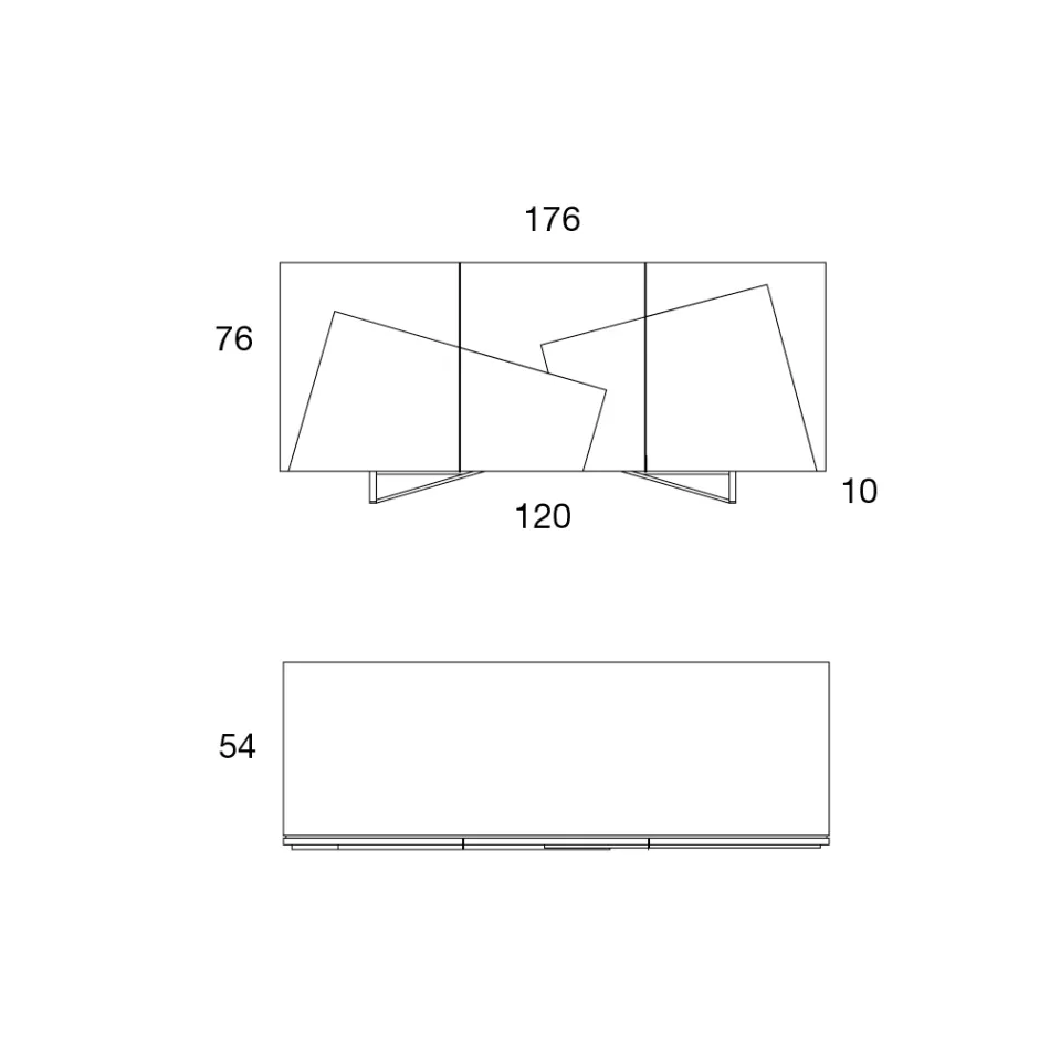 Kompleksi i dhomës së ndenjes me 3 dyer mdf të lakuar me futje qeramike - Imperio Viadurini