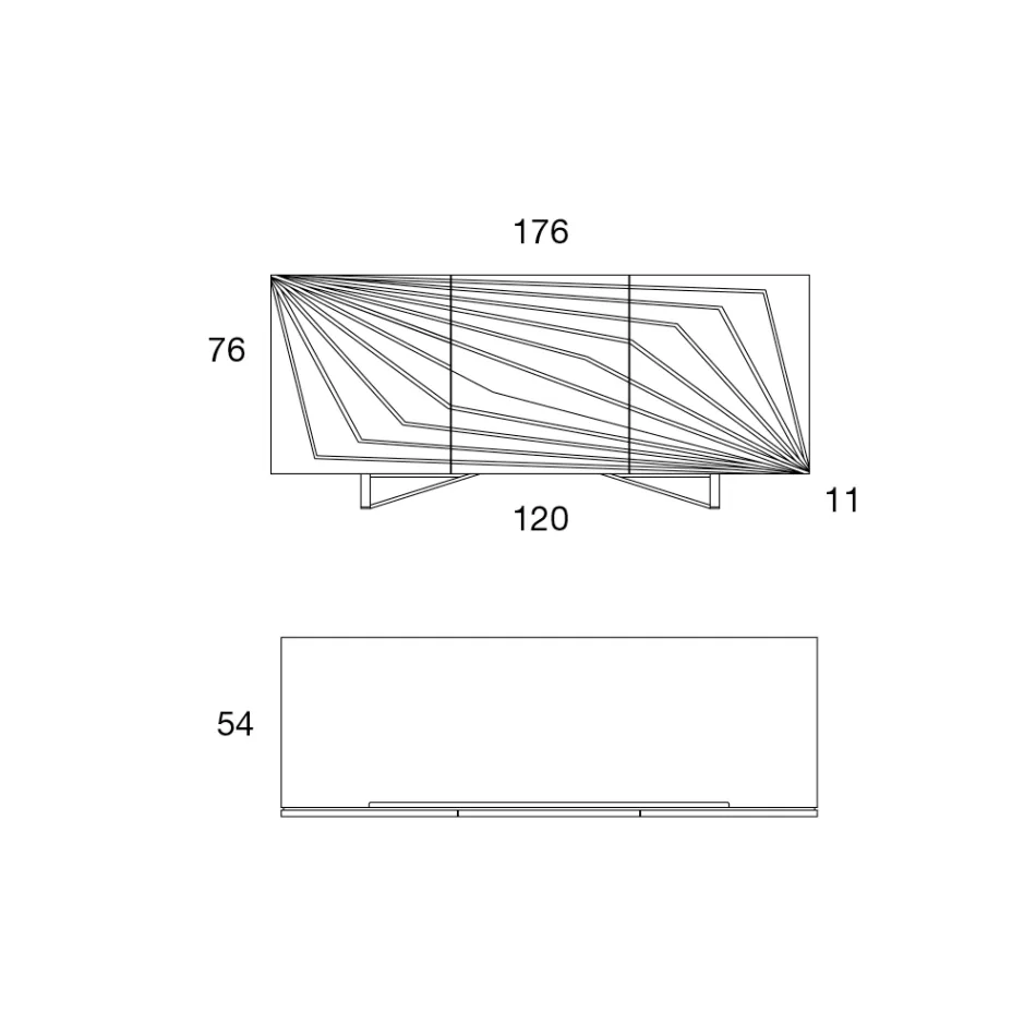 Bordi i dhomës së ndenjes me 3 dyer mdf të llakuar me veshje të printuara me ekran - Saronno Viadurini