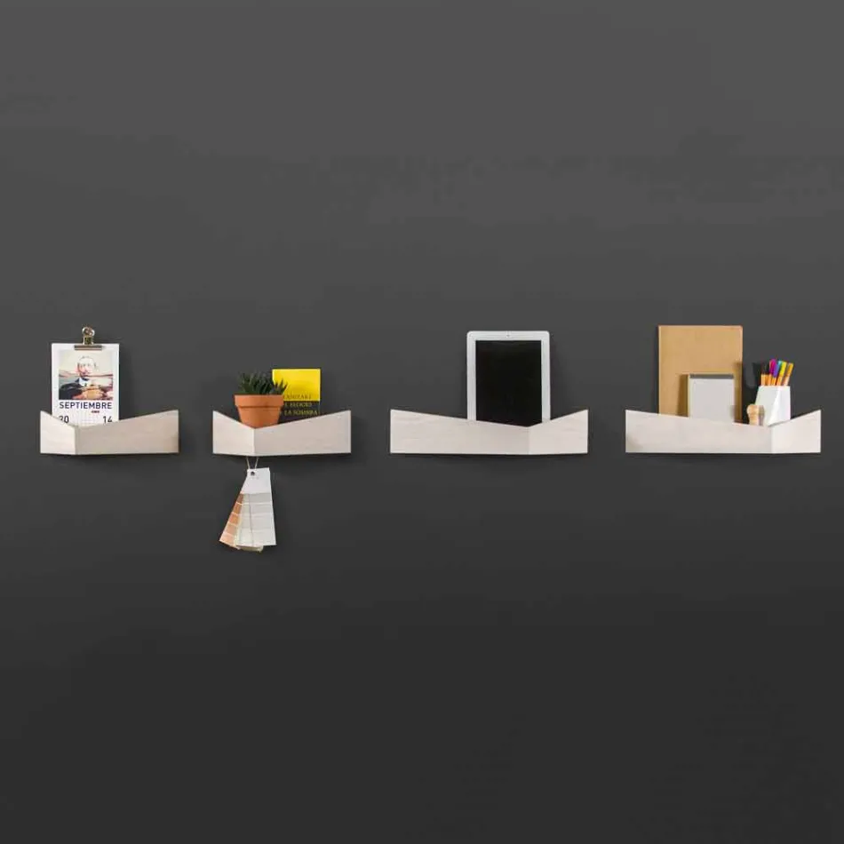 Dizajnoni raftin e murit në kompensatë dhe metal me raft pallto - Berema Viadurini