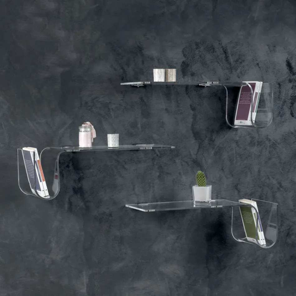 Raft i dizajnuar në kristal akrilik transparent Prodhuar në Itali - Teride Viadurini