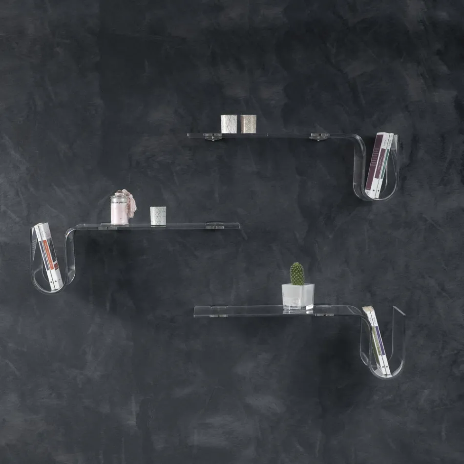 Raft i dizajnuar në kristal akrilik transparent Prodhuar në Itali - Teride Viadurini