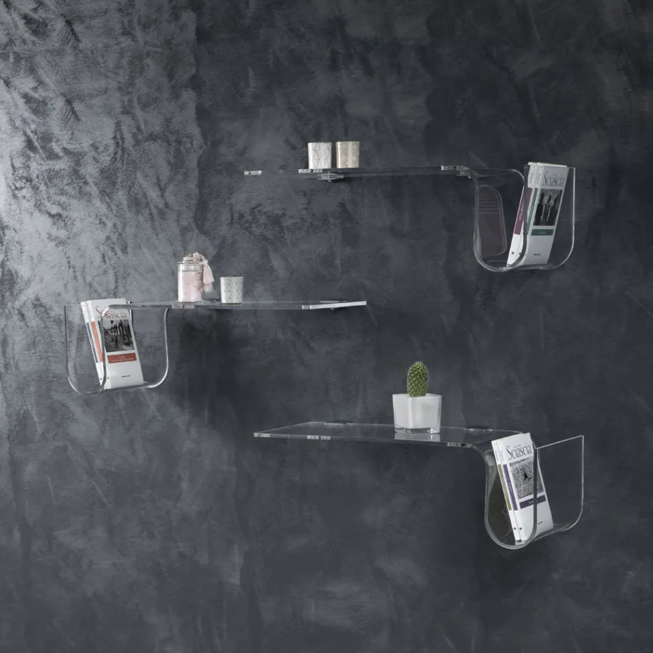 Raft i dizajnuar në kristal akrilik transparent Prodhuar në Itali - Teride Viadurini