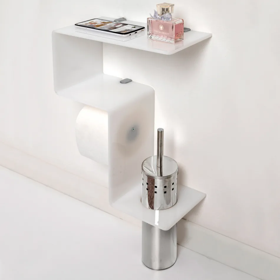 Raft banjoje me rule dhe mbajtëse furçe tualeti Prodhuar në Itali - Scrooge Viadurini