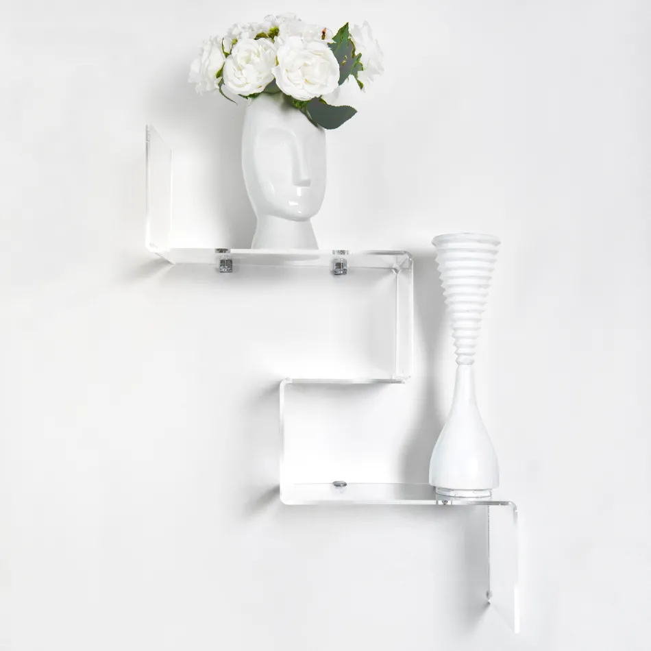 Raft objektesh pleksiglas transparent Prodhuar në Itali - Mufasa Viadurini