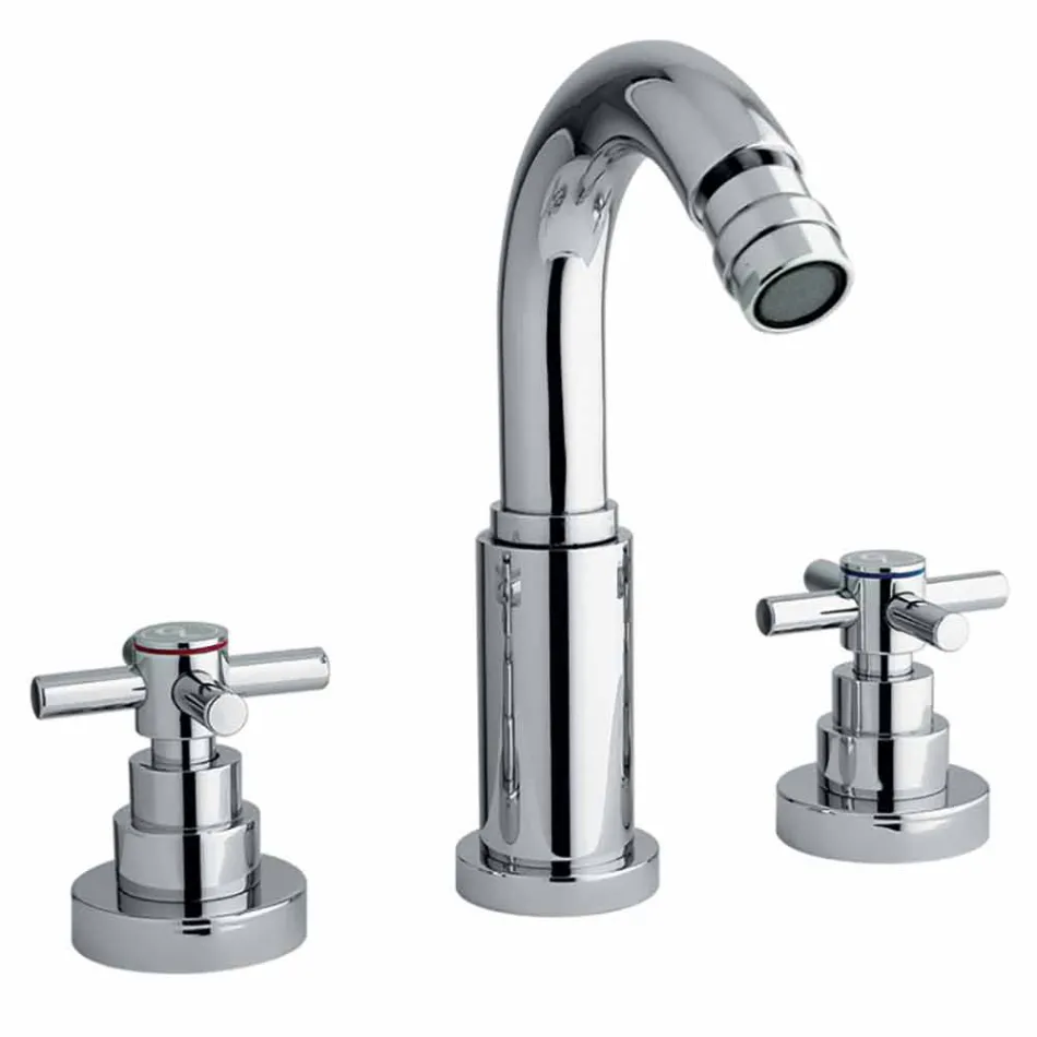 Përzierës klasik me 3 vrima në tunxh me krom të prodhuar në Itali - Zumbo Viadurini