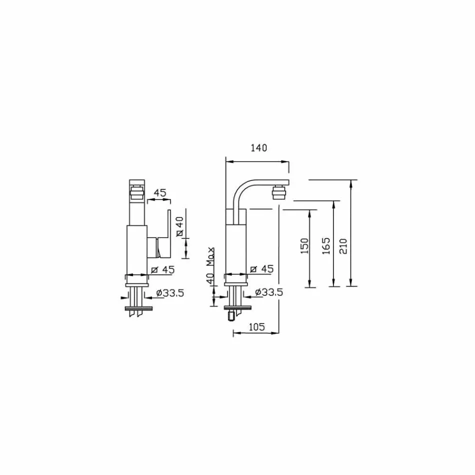 Dizenjoni Mikserin e Bideteve të Banjës në tunxh pa ikje prodhuar në Itali - Panela Viadurini