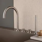 Përzierës banje me 4 vrima në kuvertë me grykë çeliku AISI 316L - Artigli Viadurini