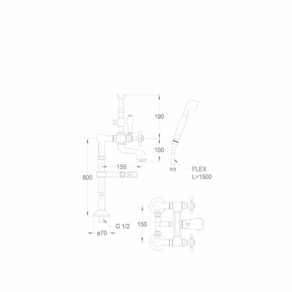 Mikser klasik për dysheme për vaskë Prodhuar në tunxh në Itali - Omidio Viadurini