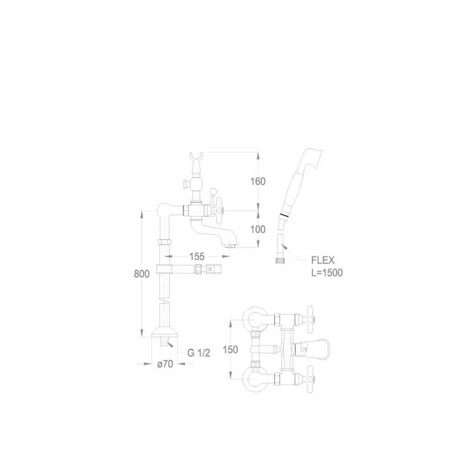 Përzierës klasik për vaskë dyshemeje në tunxh prodhuar në Itali - Panico Viadurini