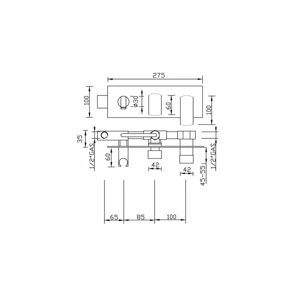 Përzierës dushi i integruar në dizajn modern në tunxh prodhuar në Itali - Sika Viadurini