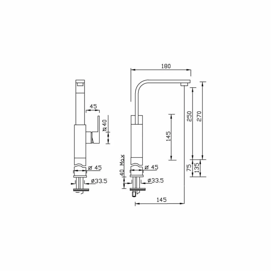 Përzierësi i lavamanit të banjës Dizajn i Lartë i kthyeshëm i kthyeshëm Prodhuar në Itali - Panela Viadurini