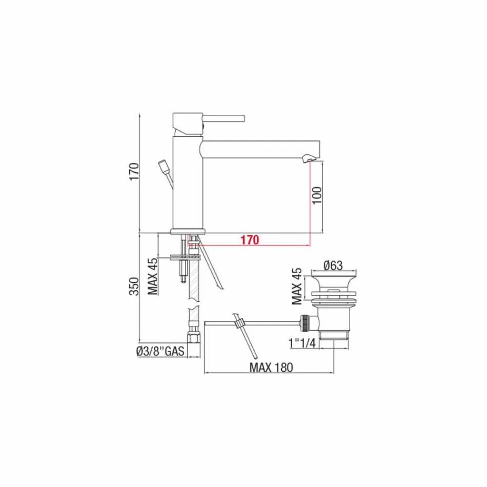 Përzierës pellgu bronzi me largësi qendrore 170 mm prodhim në Itali - Ermia Viadurini