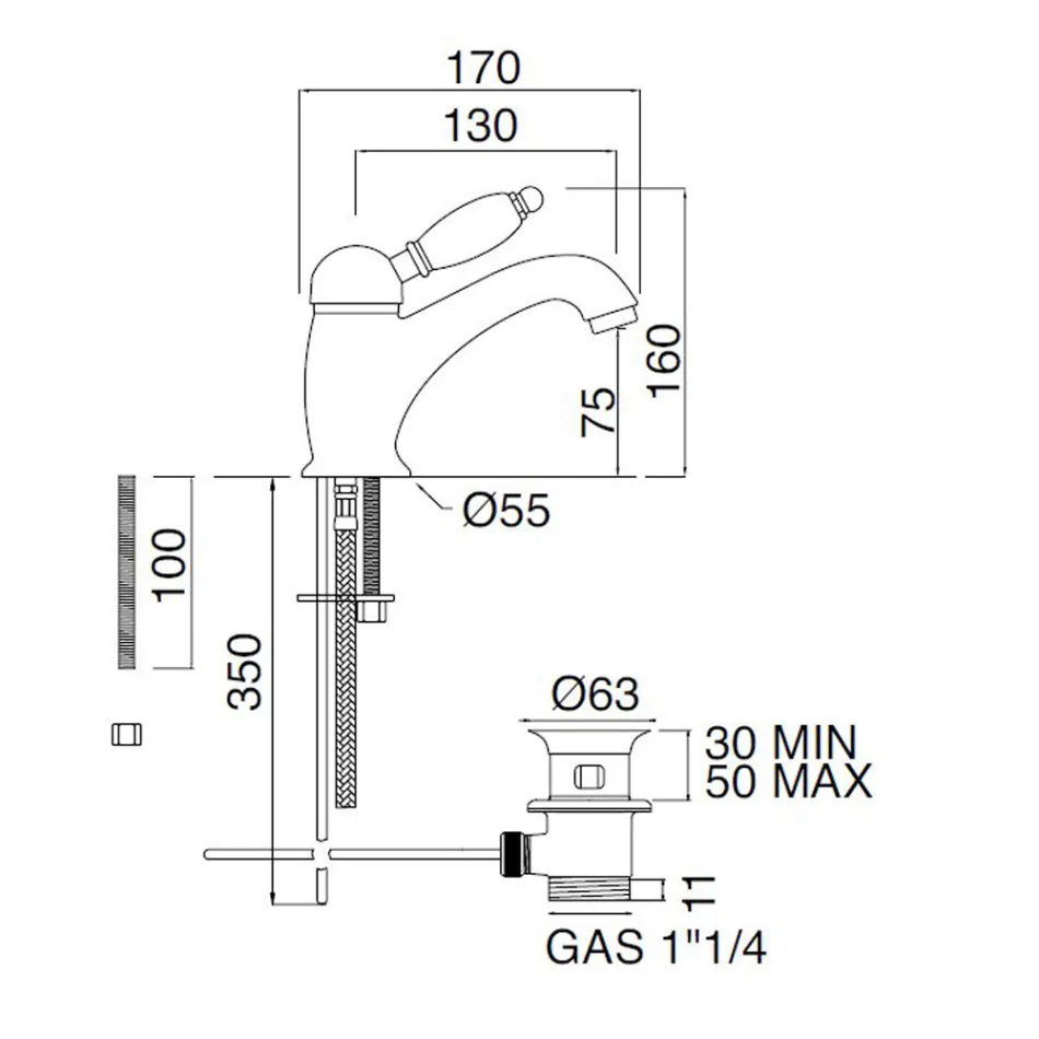 Mikser legeni prej tunxhi i punuar me dorë në stil klasik me levë - Noriana Viadurini