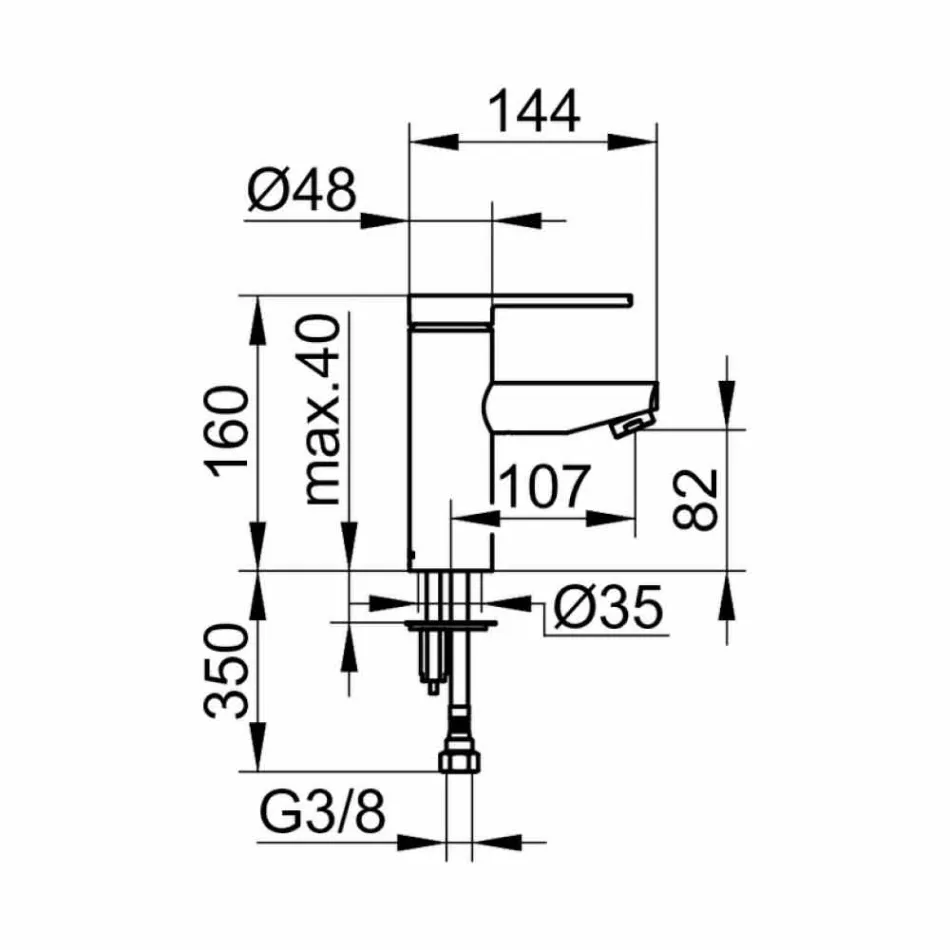Mikser modern i lavamanit të banjës në metal të veshur me krom - Zanio Viadurini
