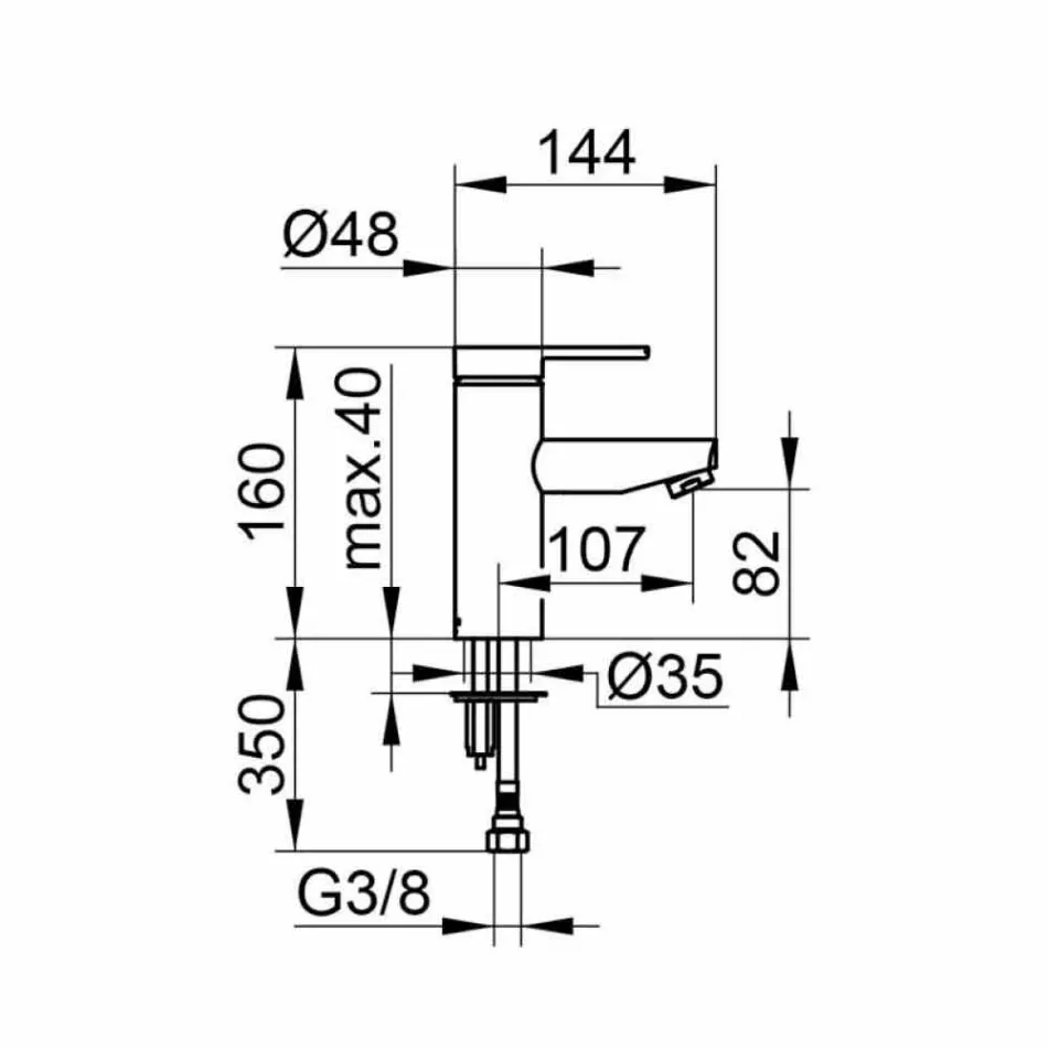 Dizajn Modern Modern Single Lever Mixer për Lavaman Banjo në Metal - Zanio Viadurini