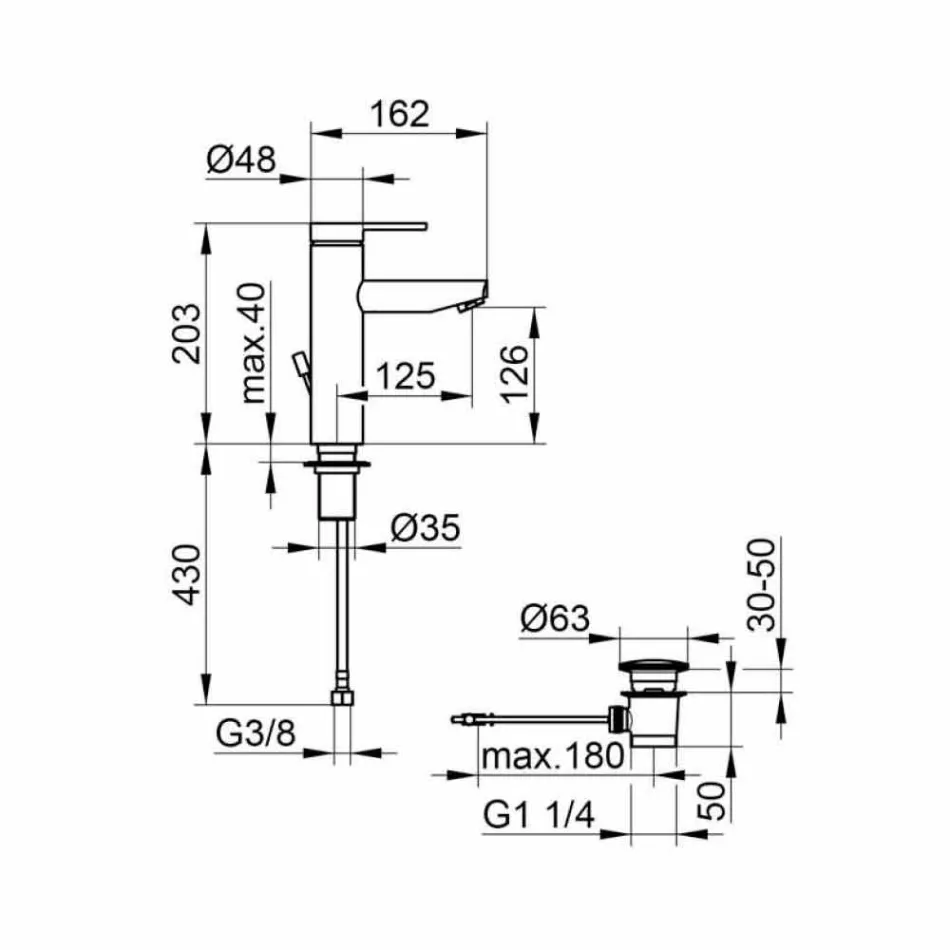 Dizajn Modern Modern Single Lever Mixer për Lavaman Banjo në Metal - Zanio Viadurini