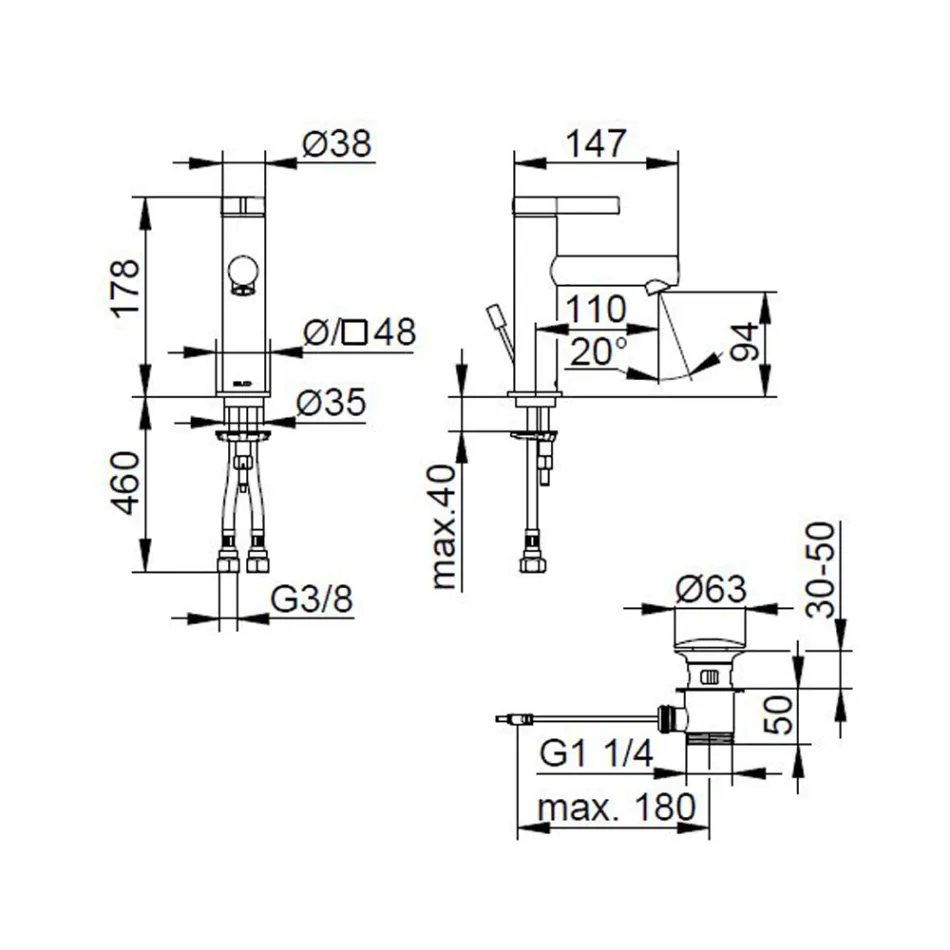 Përzierëse legeni me një levë Classic Krom Brass - Artemisia Viadurini