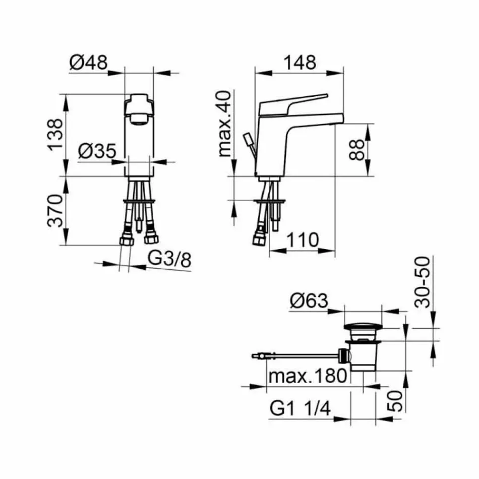 Mikser modern i pellgut të banjës me një levë në metal të kromuar - Clari Viadurini