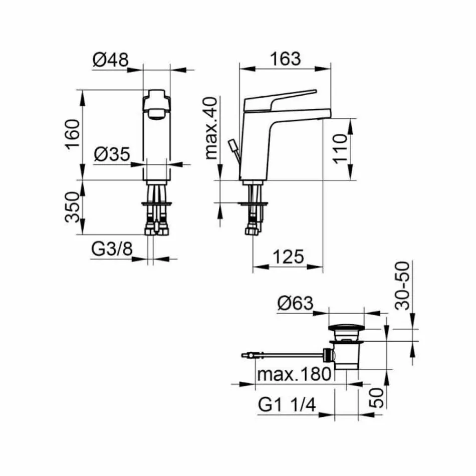 Mikser modern i pellgut të banjës me një levë në metal të kromuar - Clari Viadurini