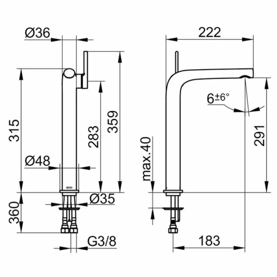Mikser modern me një levë për lavaman pa kullues metali - Pinto Viadurini