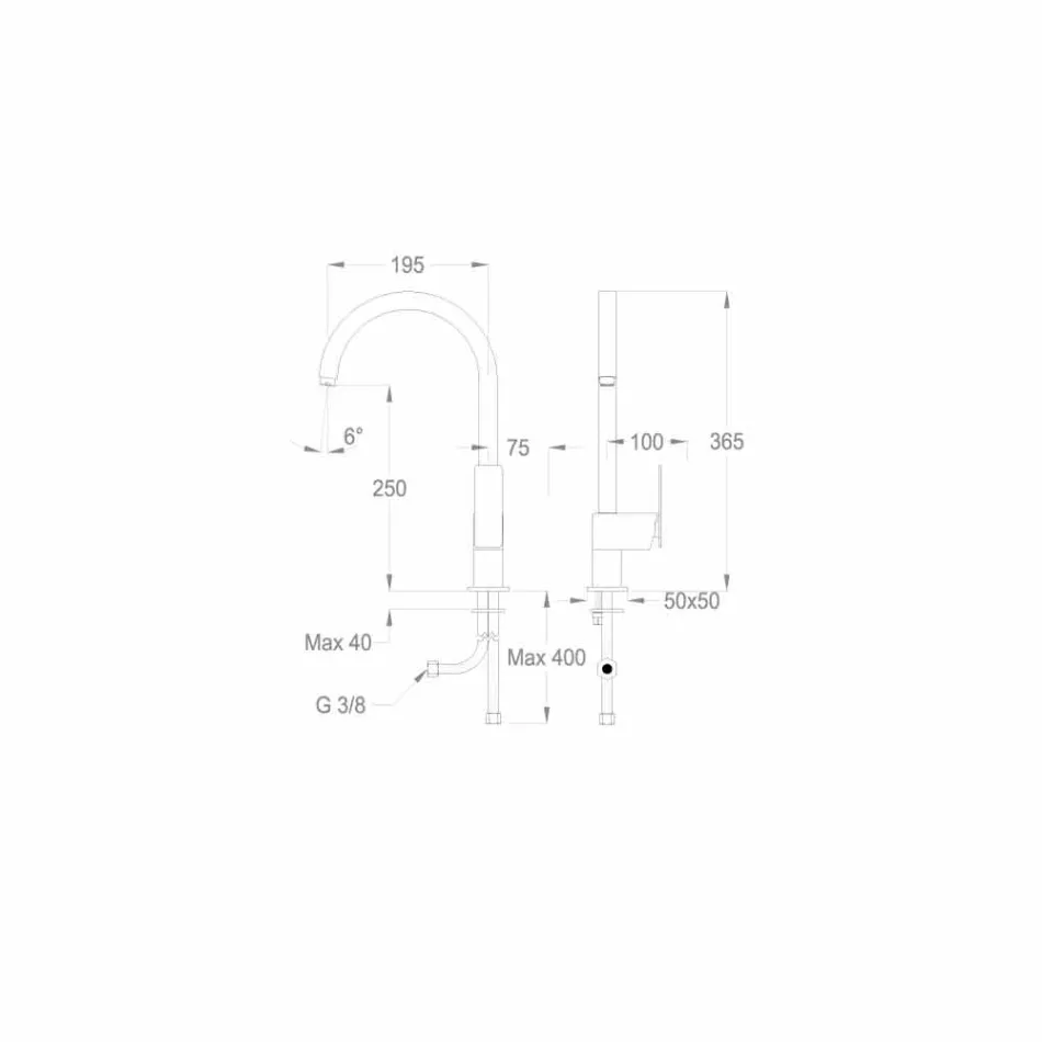 Prodhuar në Itali Përzierësi i Pellgut të Kuzhinës me një levë - Bonsu Viadurini