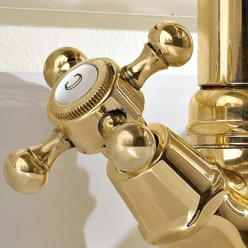 Përzierëse legeni me një vrimë me një dizajn Vintage në tunxh Prodhuar në Itali - Ursula Viadurini