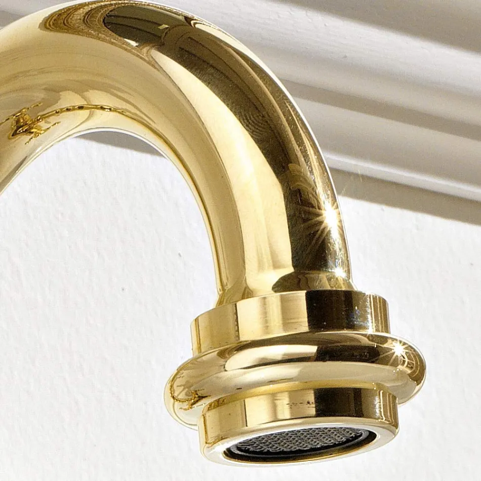 Përzierëse legeni me një vrimë me një dizajn Vintage në tunxh Prodhuar në Itali - Ursula Viadurini