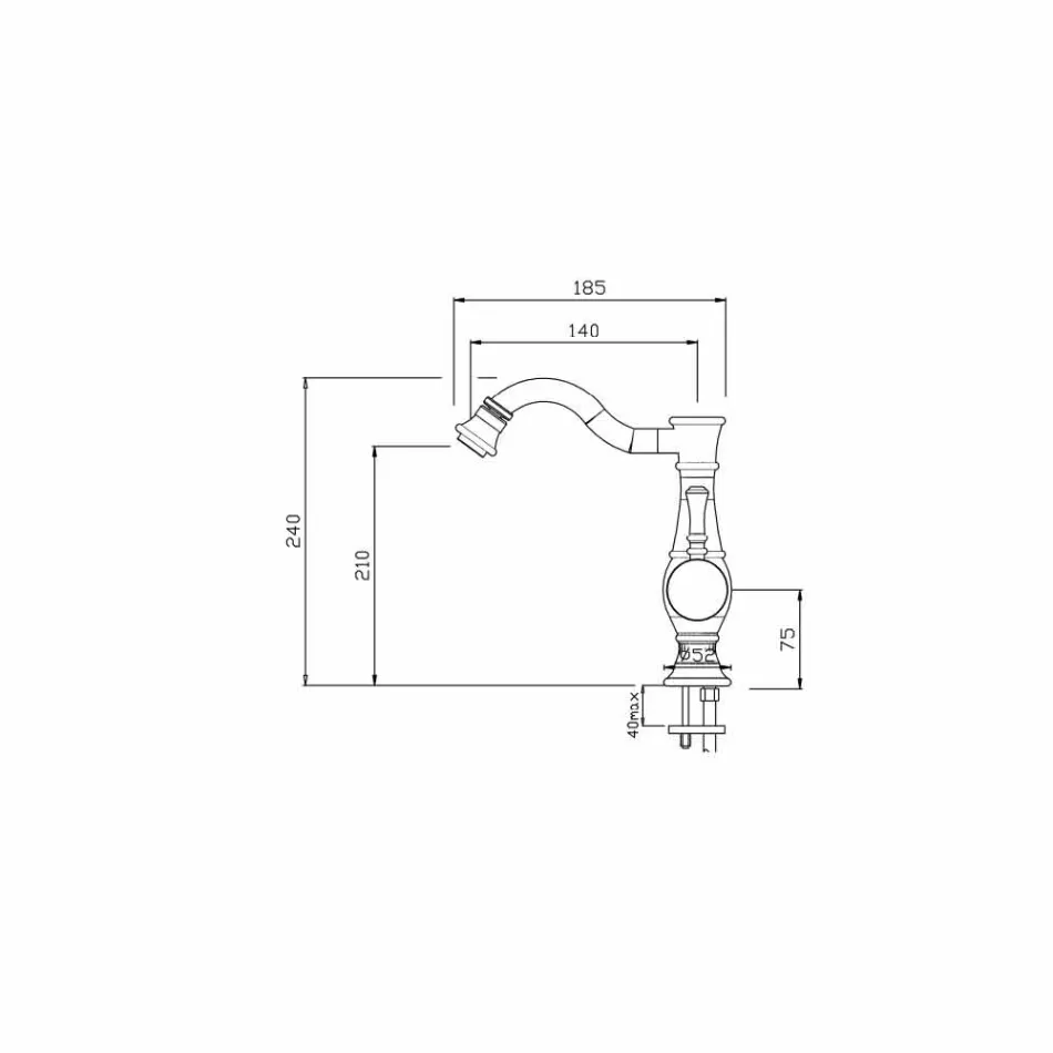 Mikser bidet me grykë të lartë rrotulluese Prodhuar në Itali - Neno Viadurini