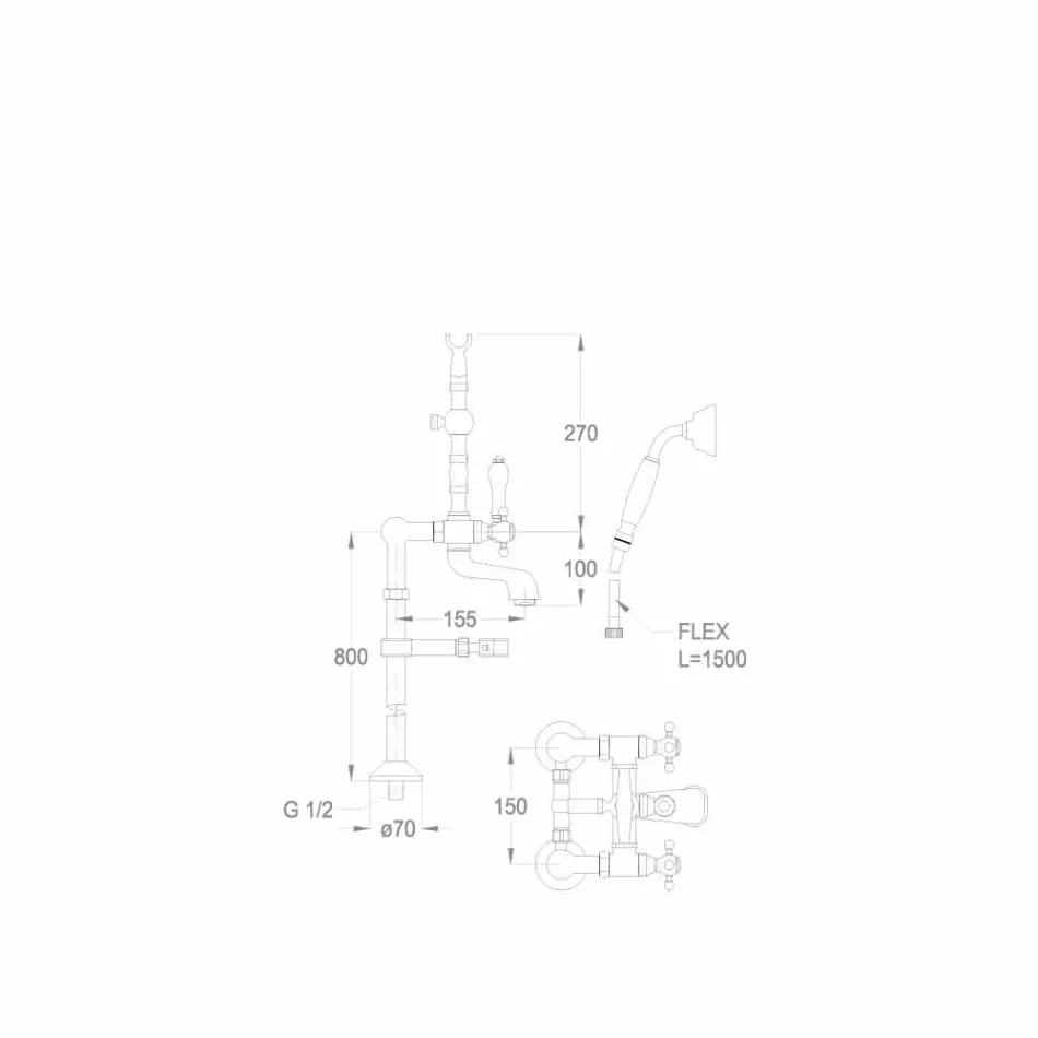 Përzierës vaske bronzi klasik Prodhuar në Itali - Eripio Viadurini