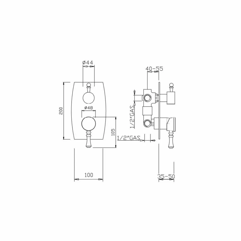 Mikser dushi me devijues 3-drejtimësh Made in Italy - Neno Viadurini
