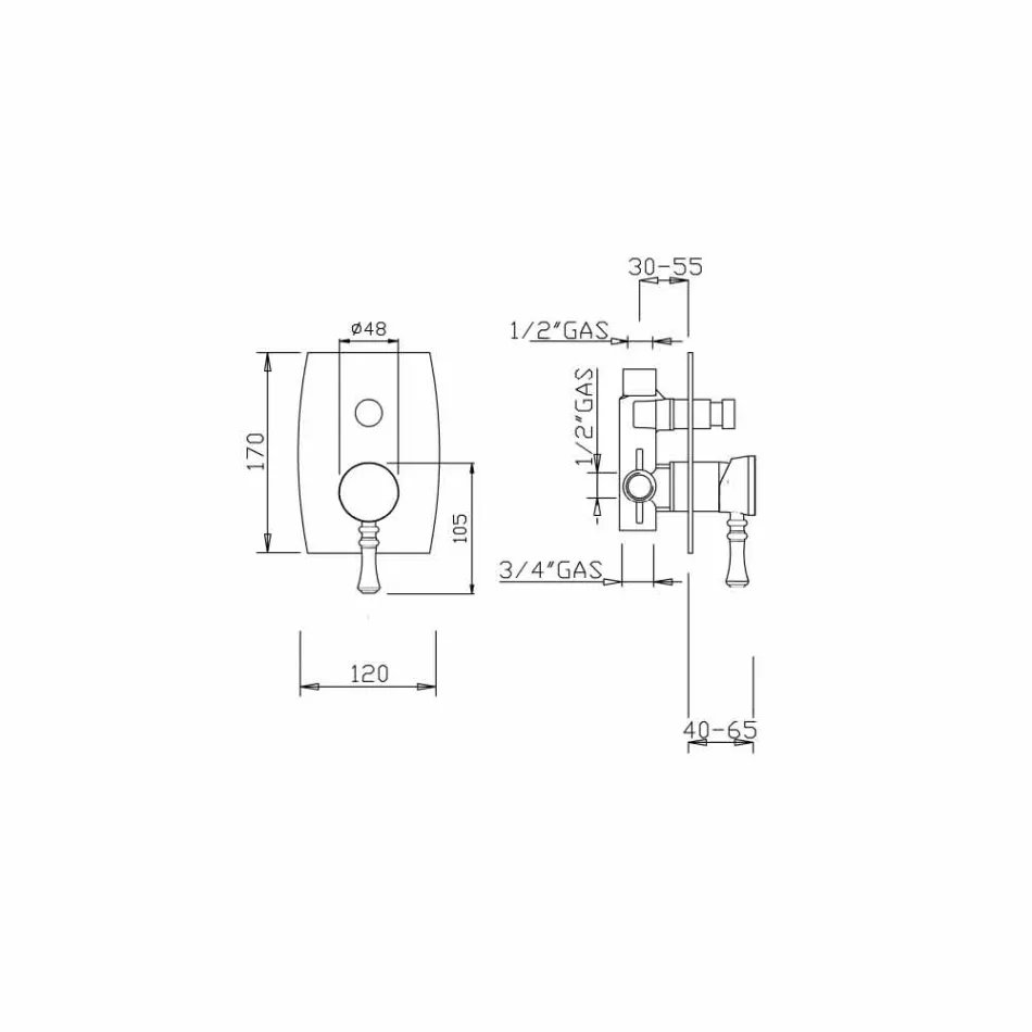 Dizajni Mixer Dushi ose Vaskë prej bronzi Prodhuar në Itali - Neno Viadurini
