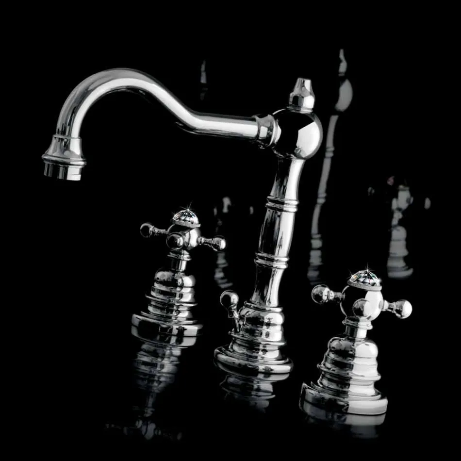 Përzierës lavamani banjo moderne prej bronzi me tre vrima, prodhuar në Itali - Binsu Viadurini