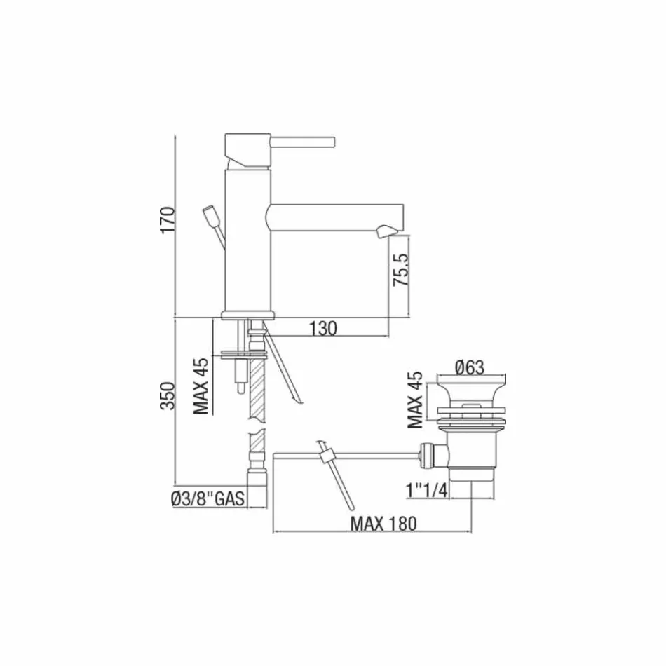 Mikser modern i lavamanit për banjo prej bronzi krom prodhuar në Itali - Ermia Viadurini