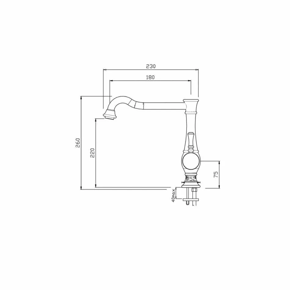 Mikser lavaman me grykë të lartë kthyese Prodhuar në Itali - Neno Viadurini