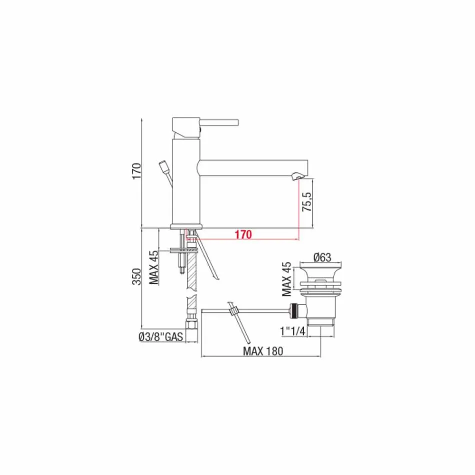 Mikser lavamani në bronz të kromuar me kullues të prodhuar në Itali - Ermia Viadurini