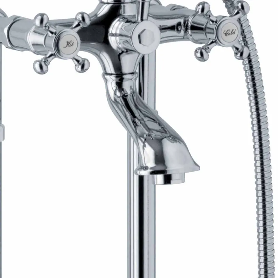 Mixer vaska për dysheme me dizajn klasik në tunxh prodhuar në Itali - Lisca Viadurini